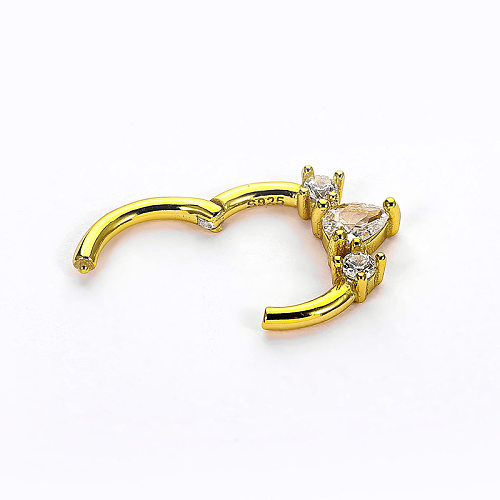 Casual Round Sterling Silver Plating Inlay Zircon Nose Ring