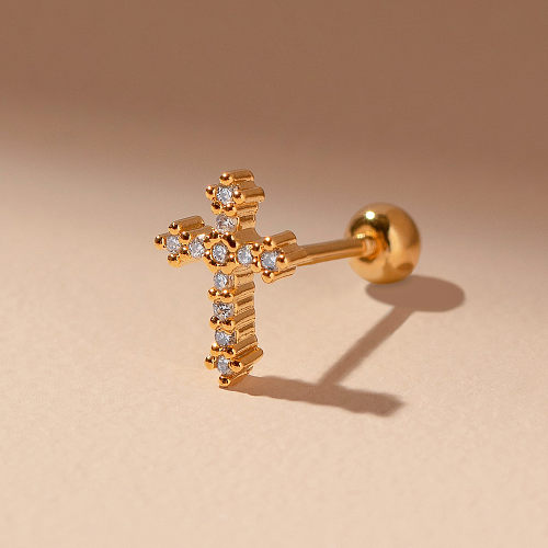 Fashion Cross Copper Ear Bone Stud Screw Ball Piercing Jewelry Ear Stud Wholesale