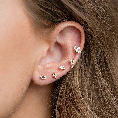 Fashion Eye Copper Earrings Piercing Screw Ball Ear Stud Devil's Eye Ear Bone Nails Jewelry Wholesale