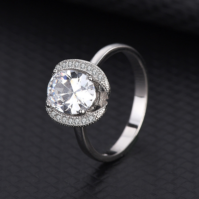 Silver Cubic Zirconia Solitaire Ring