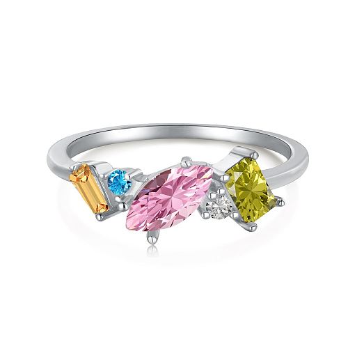 Colorful Cluster Zirconia Band Ring
