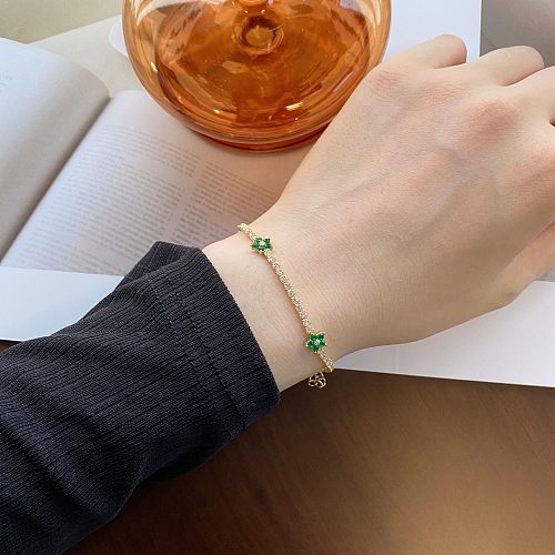 Pulseras de flores con circonita cúbica completa en plata de ley