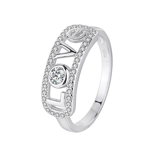 Silver Cubic Zirconia Love Band Ring