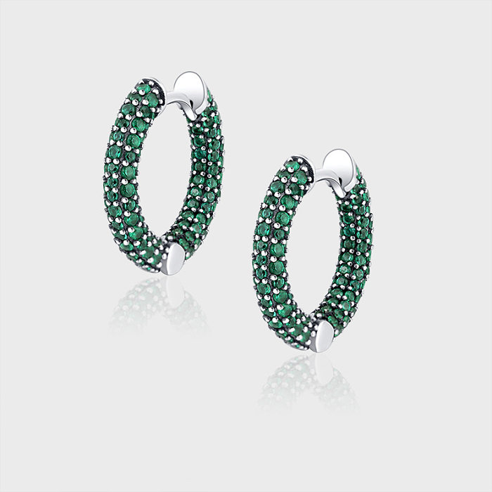 Vintage Full Zirconia C Shape Hoop Earrings