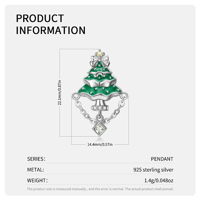 Pendentifs à pampilles en forme d'arbre de Noël en argent sterling et cristal