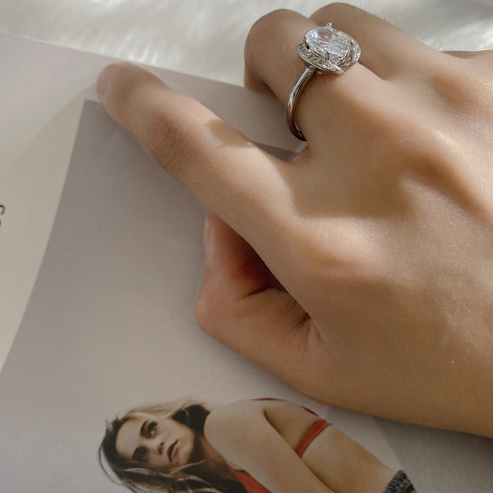 Silver Cubic Zirconia Solitaire Ring