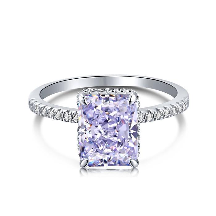 Sterling Silver A Violet Zirconia Solitaire Ring
