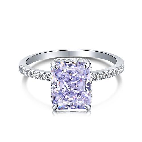Sterling Silver A Violet Zirconia Solitaire Ring