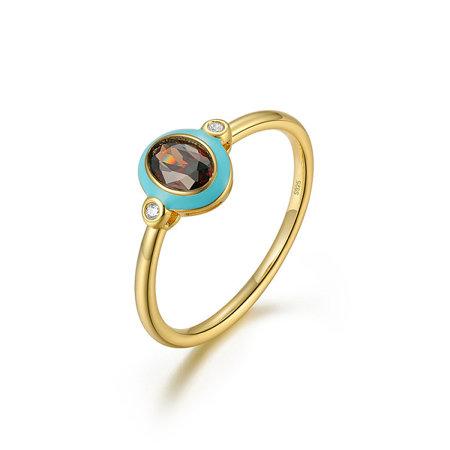 Silver Zirconia Enamel Band Ring