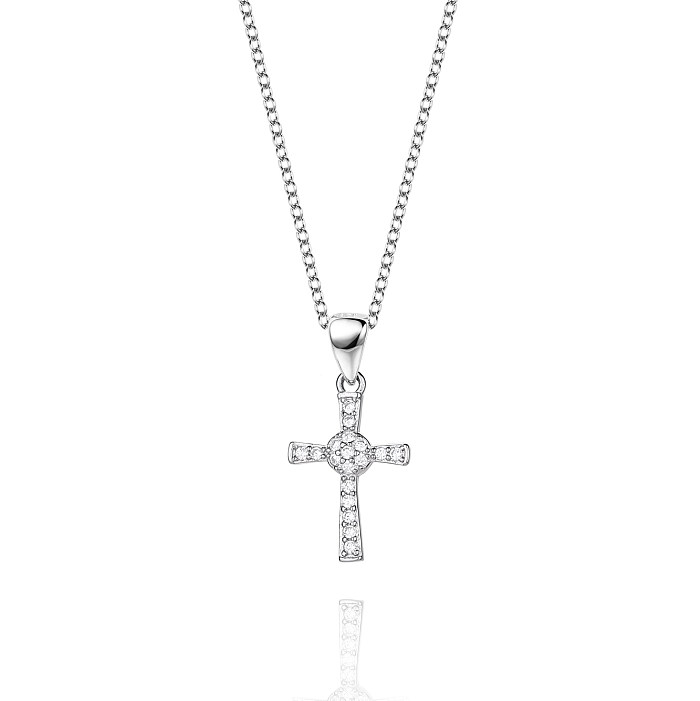 Halskette mit Kreuzanhänger aus kubischem Zirkonia