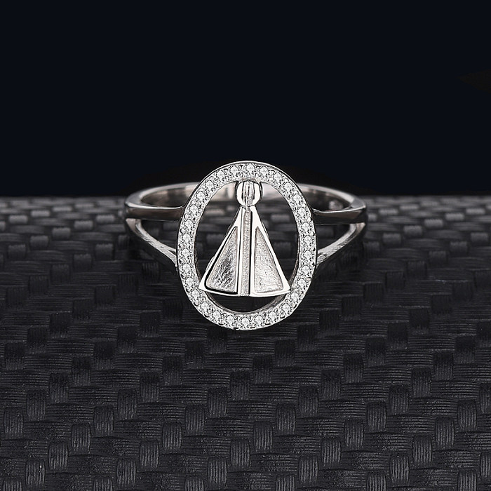 Silver Cubic Zirconia Triangle Ring