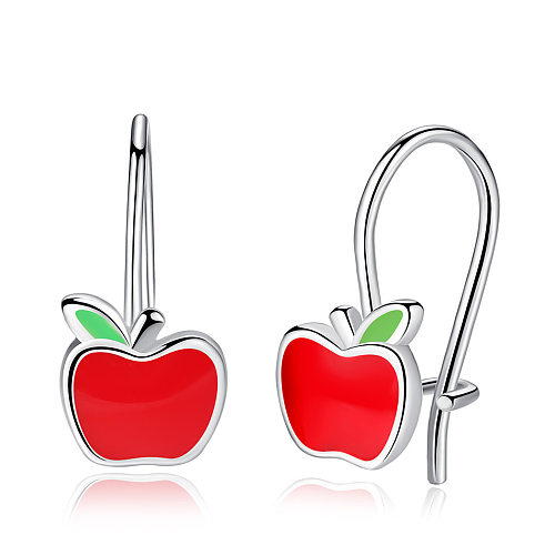 Boucles d'oreilles clous pomme argentées pour enfants