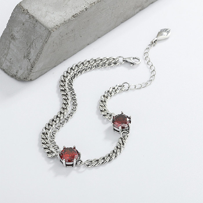 Bracelets à chaîne superposée en zircone rouge