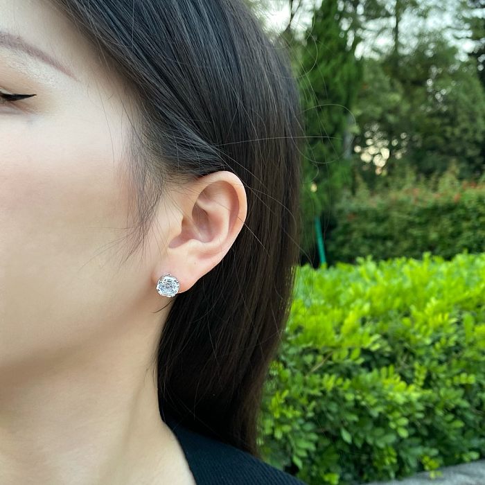 Shiny Octagon Zirconia Party Stud Earring
