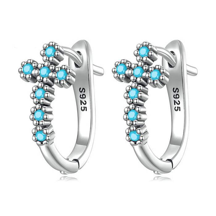 Vintage Turquoise Cross Hoop Earrings