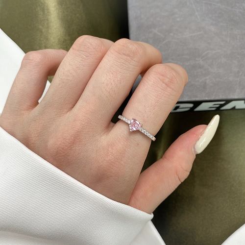 Sterling Silver Zirconia Pink Heart Rings