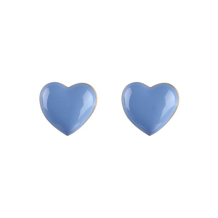 Sterling Silver Enamel Heart Stud Earrings