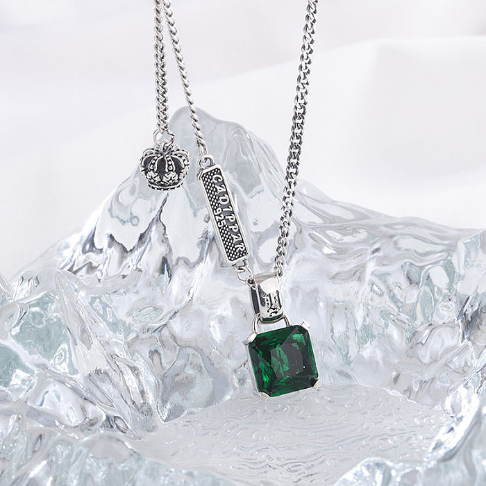 Vintage Emerald Zirconia Crown Necklaces