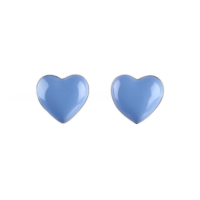 Sterling Silver Enamel Heart Stud Earrings