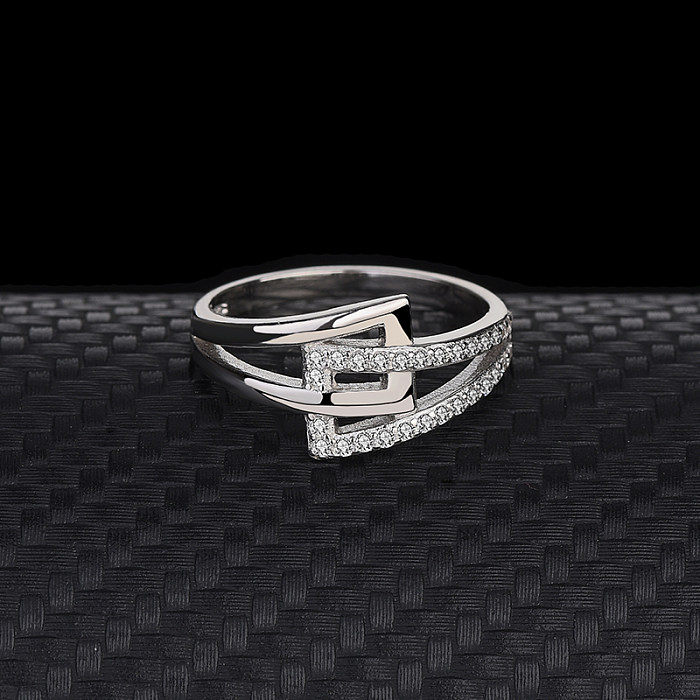 Silver Cubic Zirconia Belt Band Ring