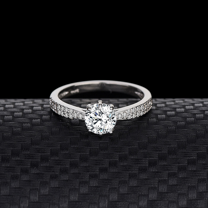 Silver Cubic Zirconia Solitaire Ring