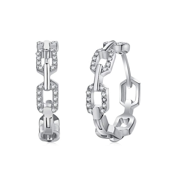 Zirconia Chain Link Hoop Earrings
