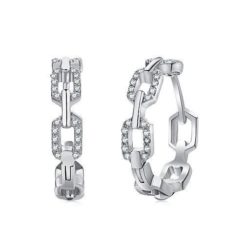 Zirconia Chain Link Hoop Earrings