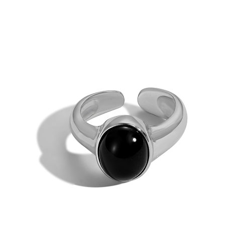 Bague d'orteil punk vintage en agate noire