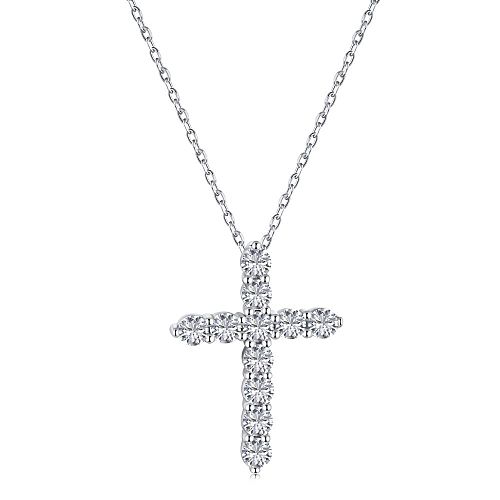 Sterling Silver Zirconia Cross Pendant Necklace