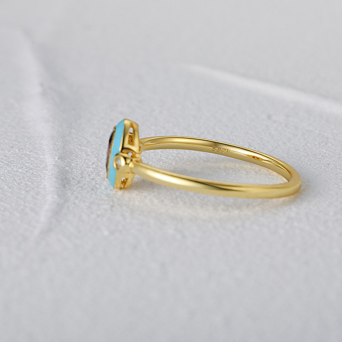 Silver Zirconia Enamel Band Ring