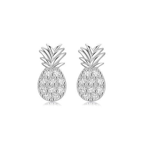 Sterling Silver CZ Pipeapples Stud Earrings