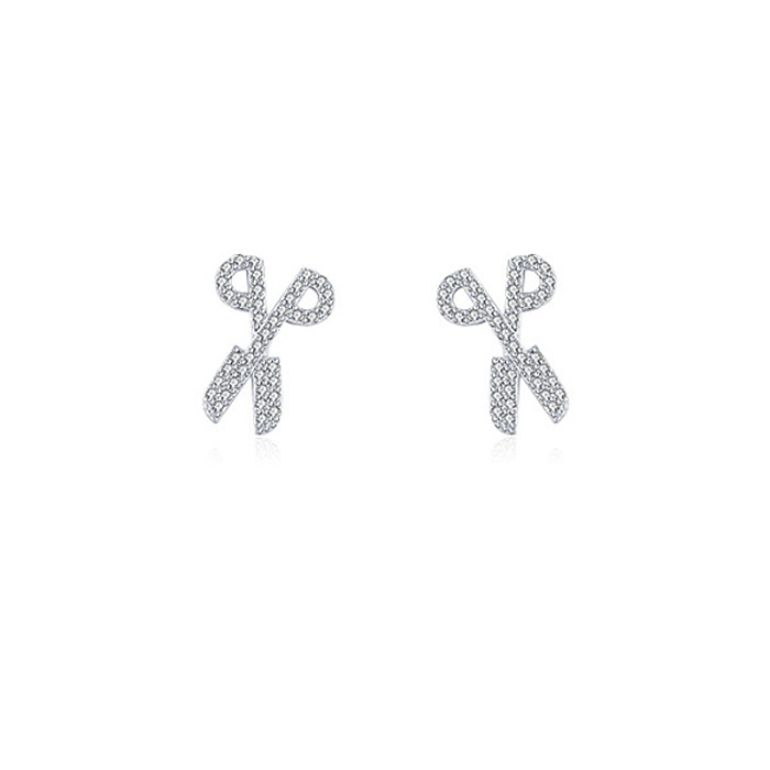 Kids  Silver Zirconia Scissor Stud Earring