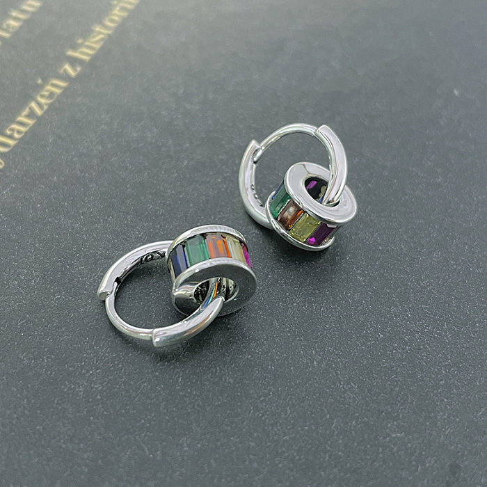 Rainbow Zirconia Small Waist Hoop Earrings