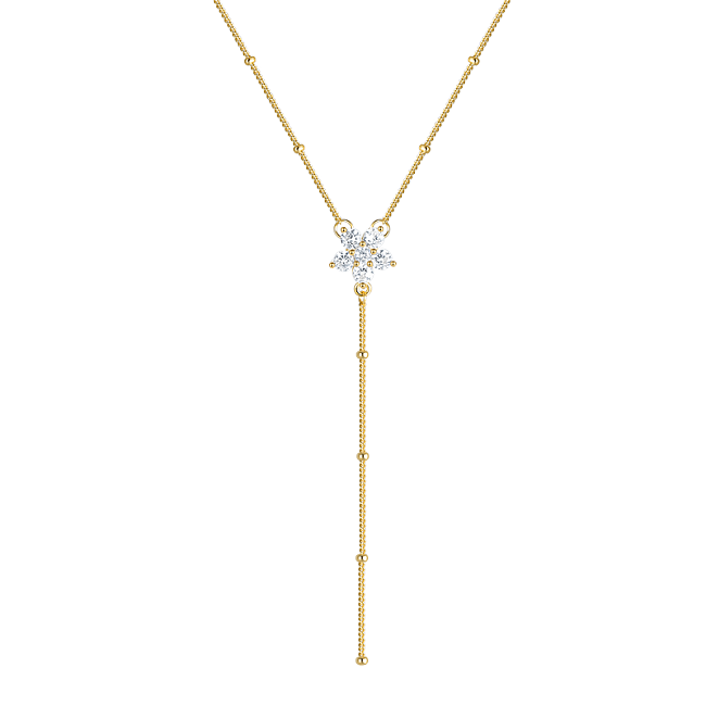 Silberne Halskette mit Blumen-Quasten und kubischem Zirkonia