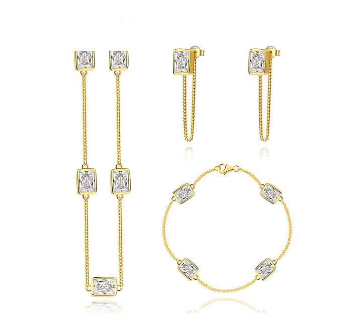Sterling Silver Link Zirconia Jewelry Sets