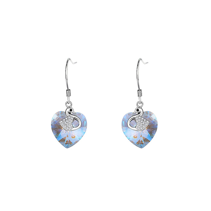 Austrian Crystals Heart Dangle Earrings