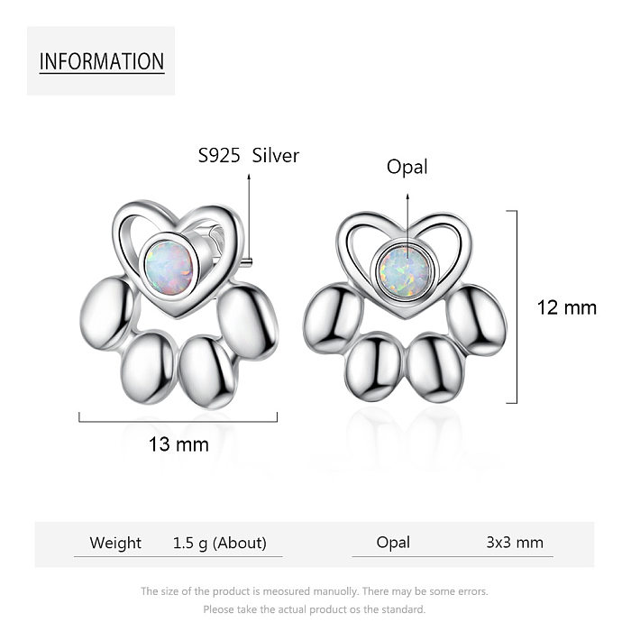 Heart Footprint Opal Stud Earring