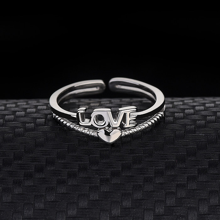 Silver Cubic Zirconia LOVE Band Ring