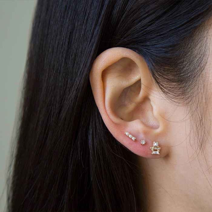 pcs Silver Cubic Zirconia Pearl Earring Set