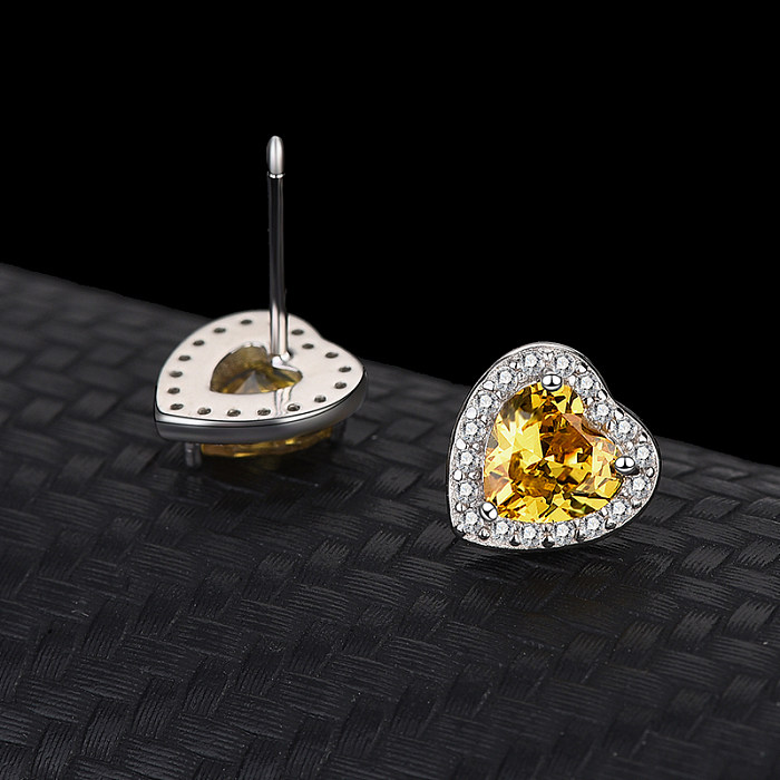 Austrian Crystals Cubic Zirconia Heart Stud Earring