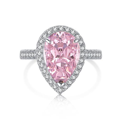 Luxuriöser Solitärring mit simuliertem rosafarbenem Saphir-Zirkonia-Ring