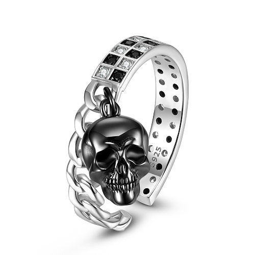 Mosaic Zirconia Skull Open Rings