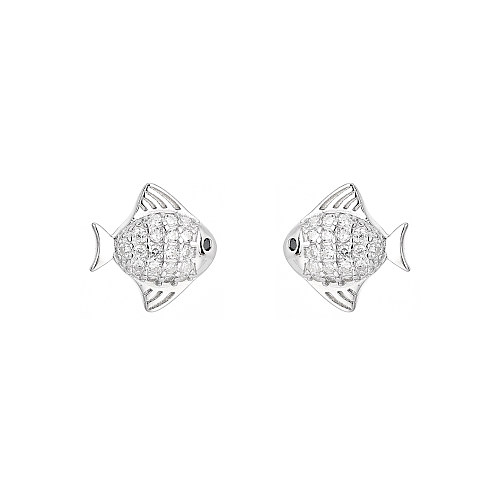Boucle d'oreille à tige en forme de poisson en zircone cubique