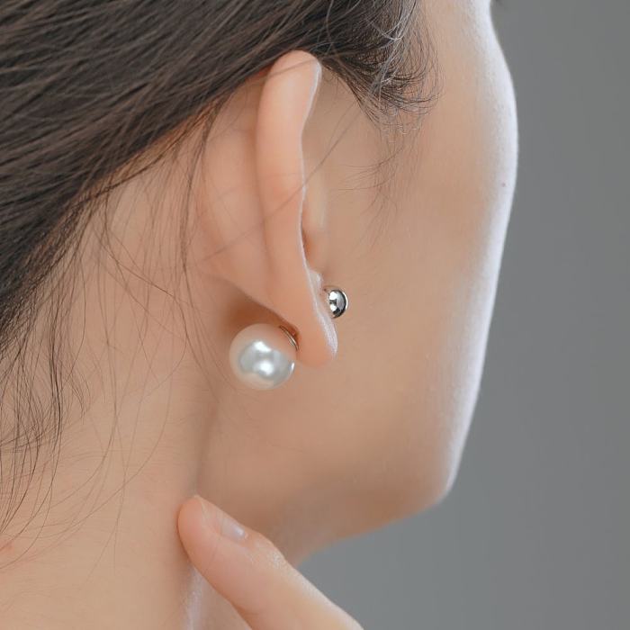 Shiny mm Pearl Screw Back Stud Earring