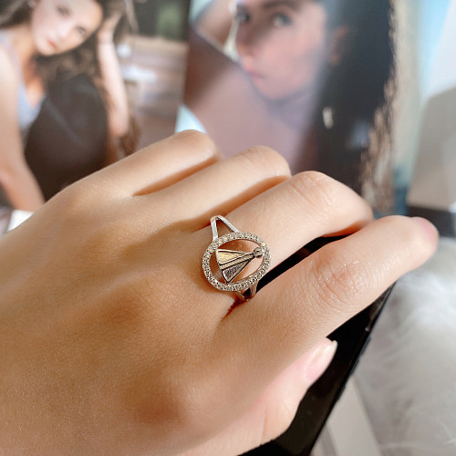 Silver Cubic Zirconia Triangle Ring