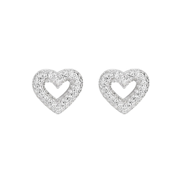 Cubic Zirconia Love Heart Stud Earring