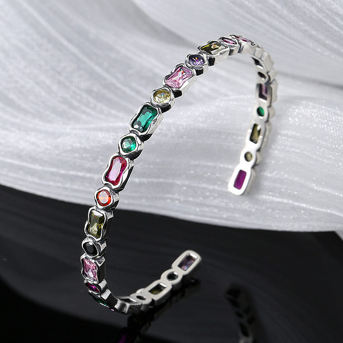 Bracelets manchette vintage en zircone arc-en-ciel