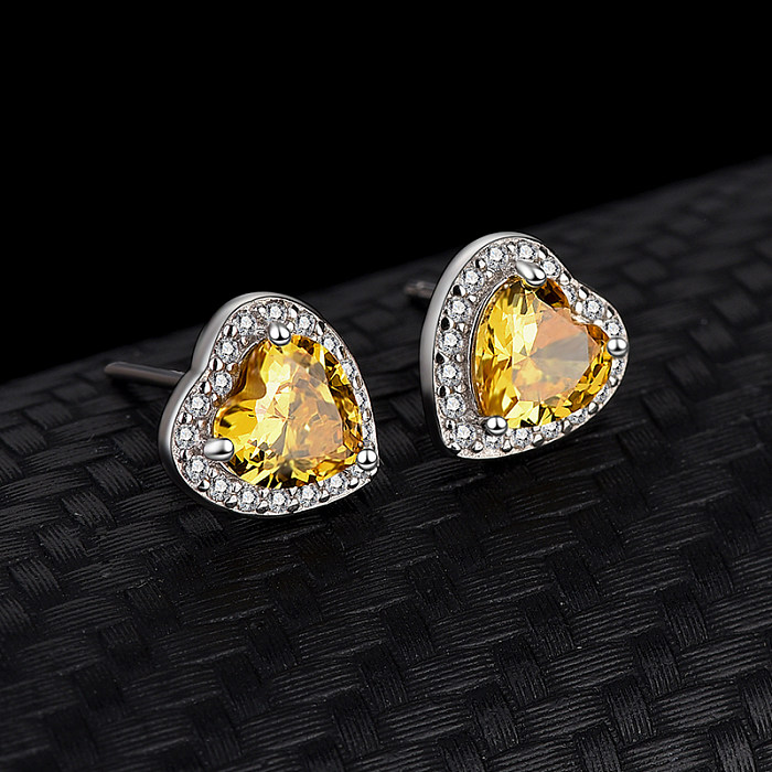 Austrian Crystals Cubic Zirconia Heart Stud Earring