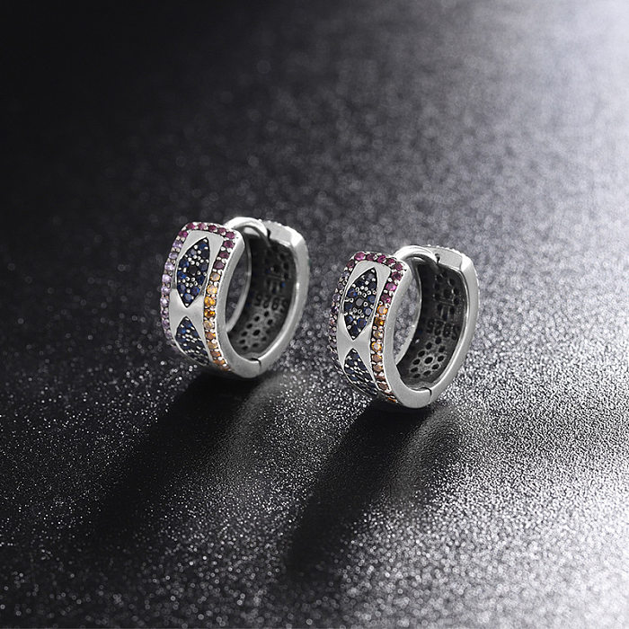 Vintage Zirconia Wide Huggie Hoop Earrings