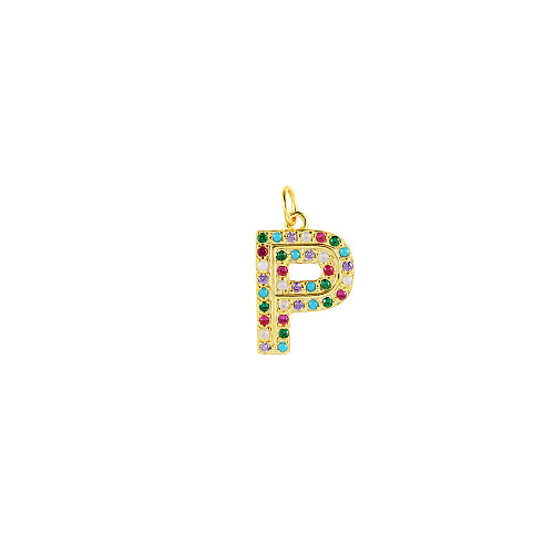 Colorful Zirconia Silver Sterling Letter P Pendant